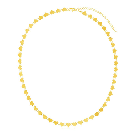 14k Yellow Gold Mirrored Heart Chain Necklace-0