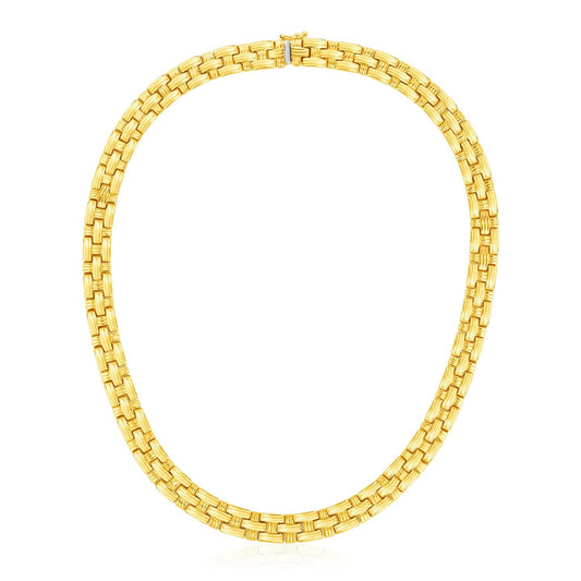 14k Yellow Gold Basket Weave Necklace-0
