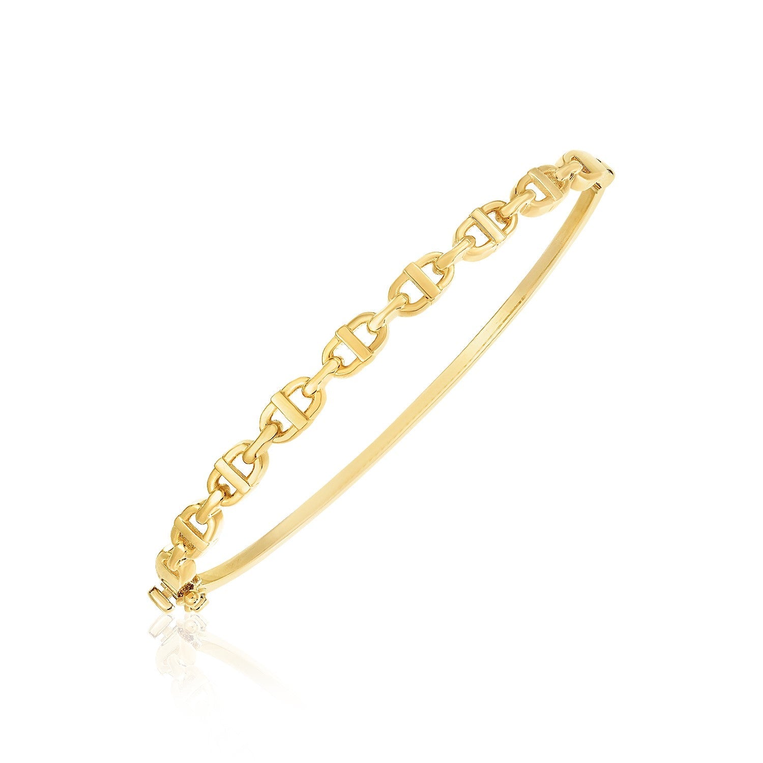 14k Yellow Gold High Polish Puffed Mariner Link Bangle (4.6mm)-0