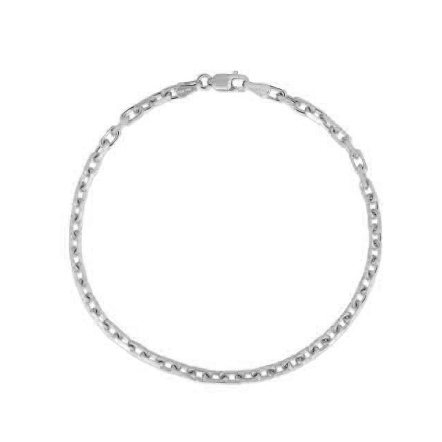 2.5mm 14k White Gold French Cable Chain Bracelet-1