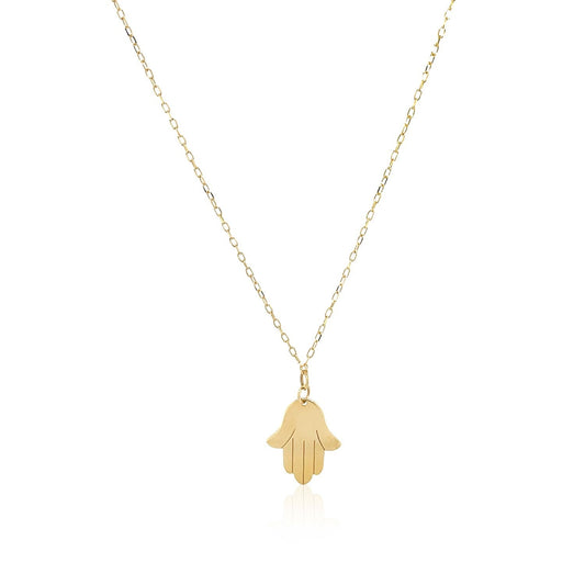 14K Yellow Gold Hand of Hamsa Necklace-0