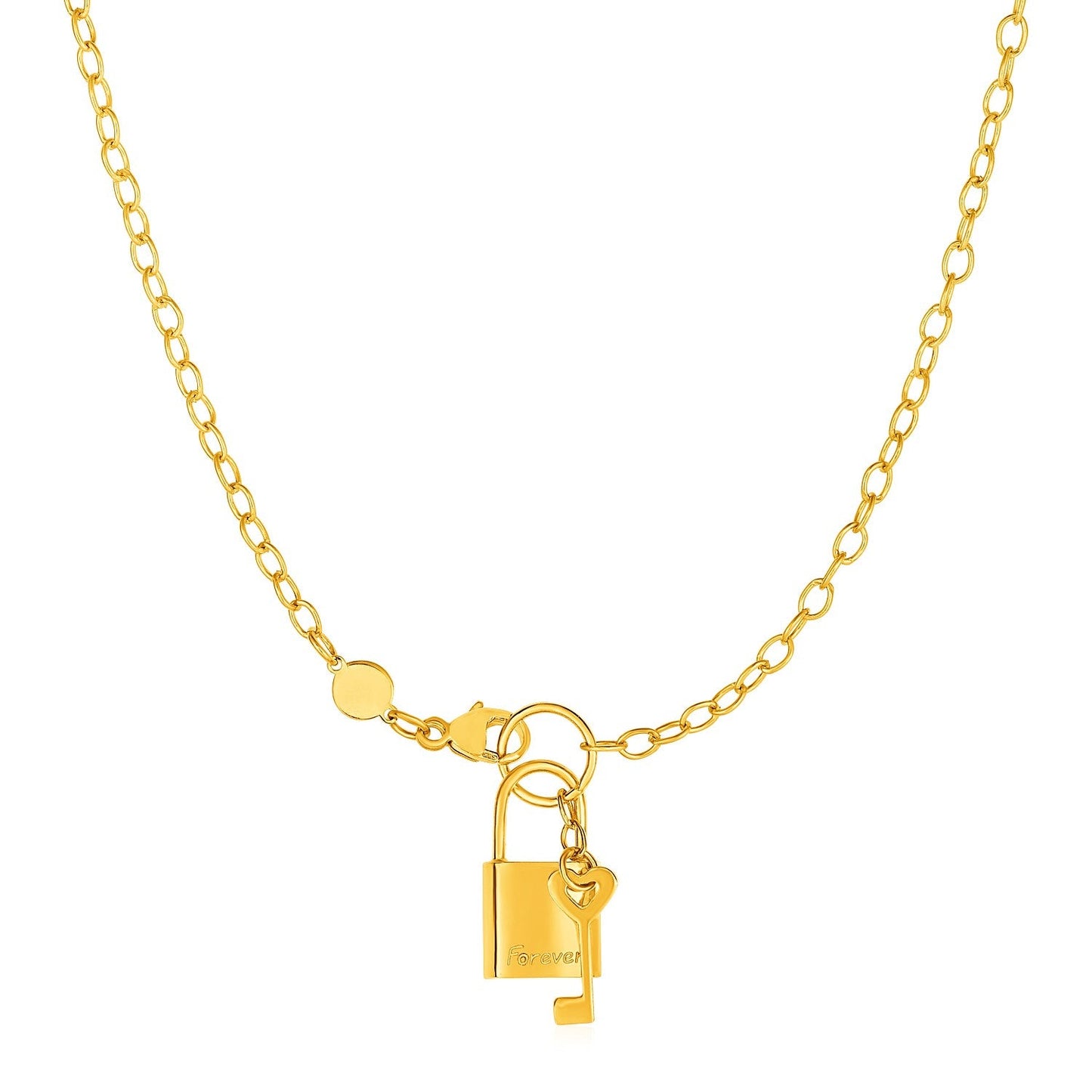 Necklace with Lock and Key in 14k Yellow Gold-0