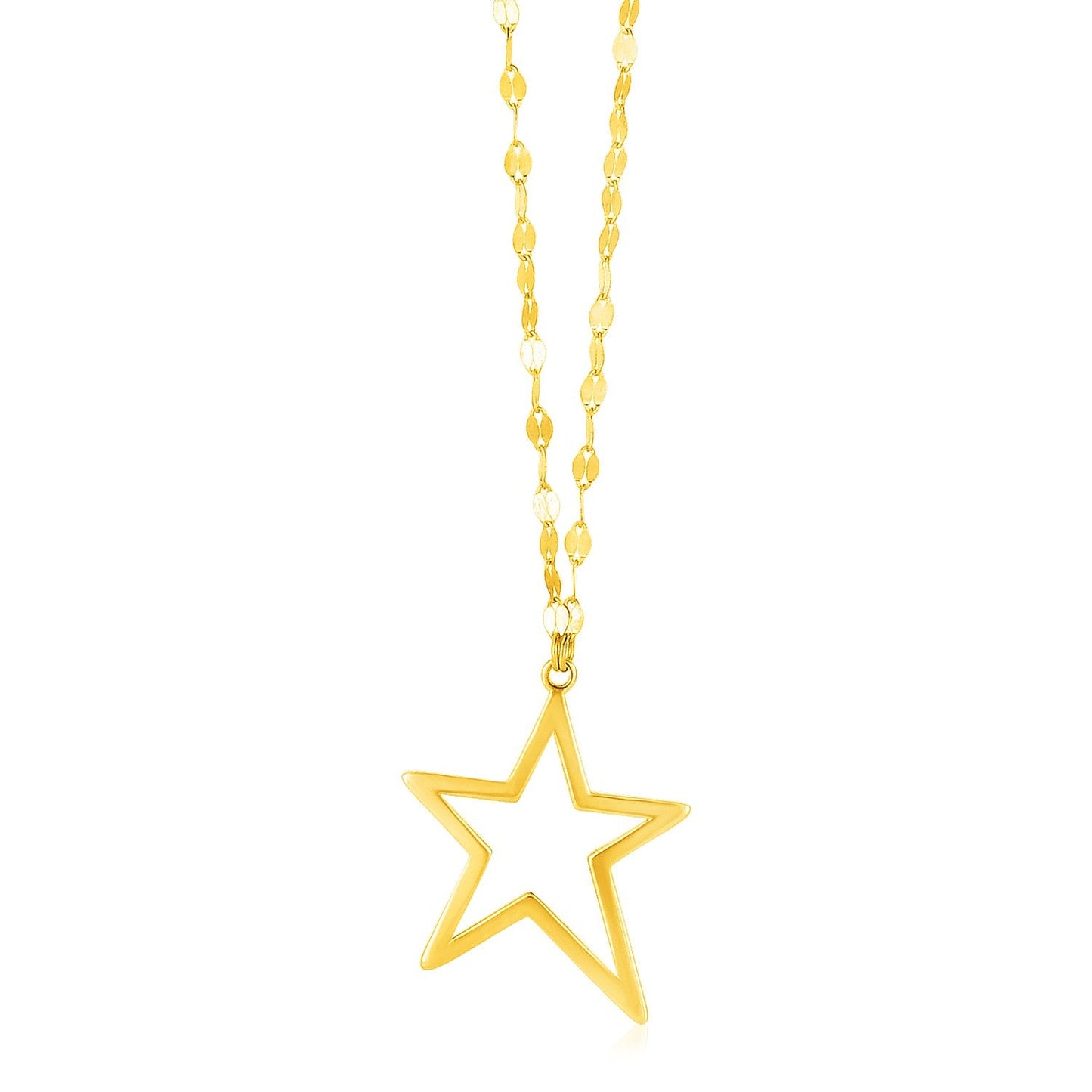 14k Yellow Gold Necklace with Star Pendant-0