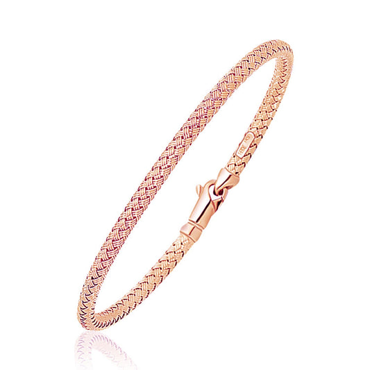14k Rose Gold Fancy Weave Motif Bangle-0