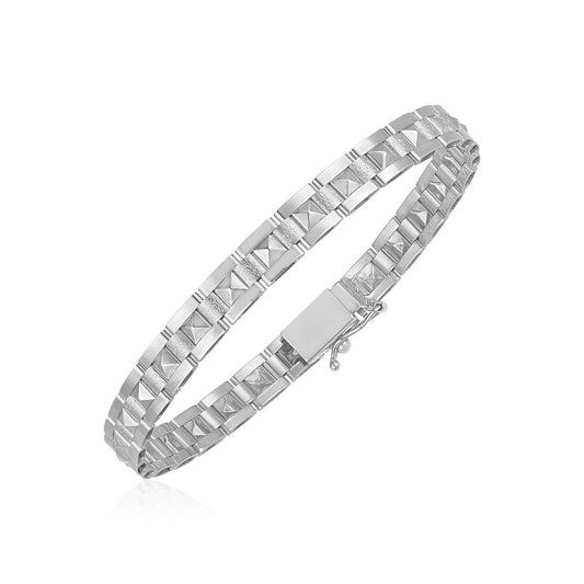 14k White Gold High Polish Spike Pyramid Bracelet (6mm)-0