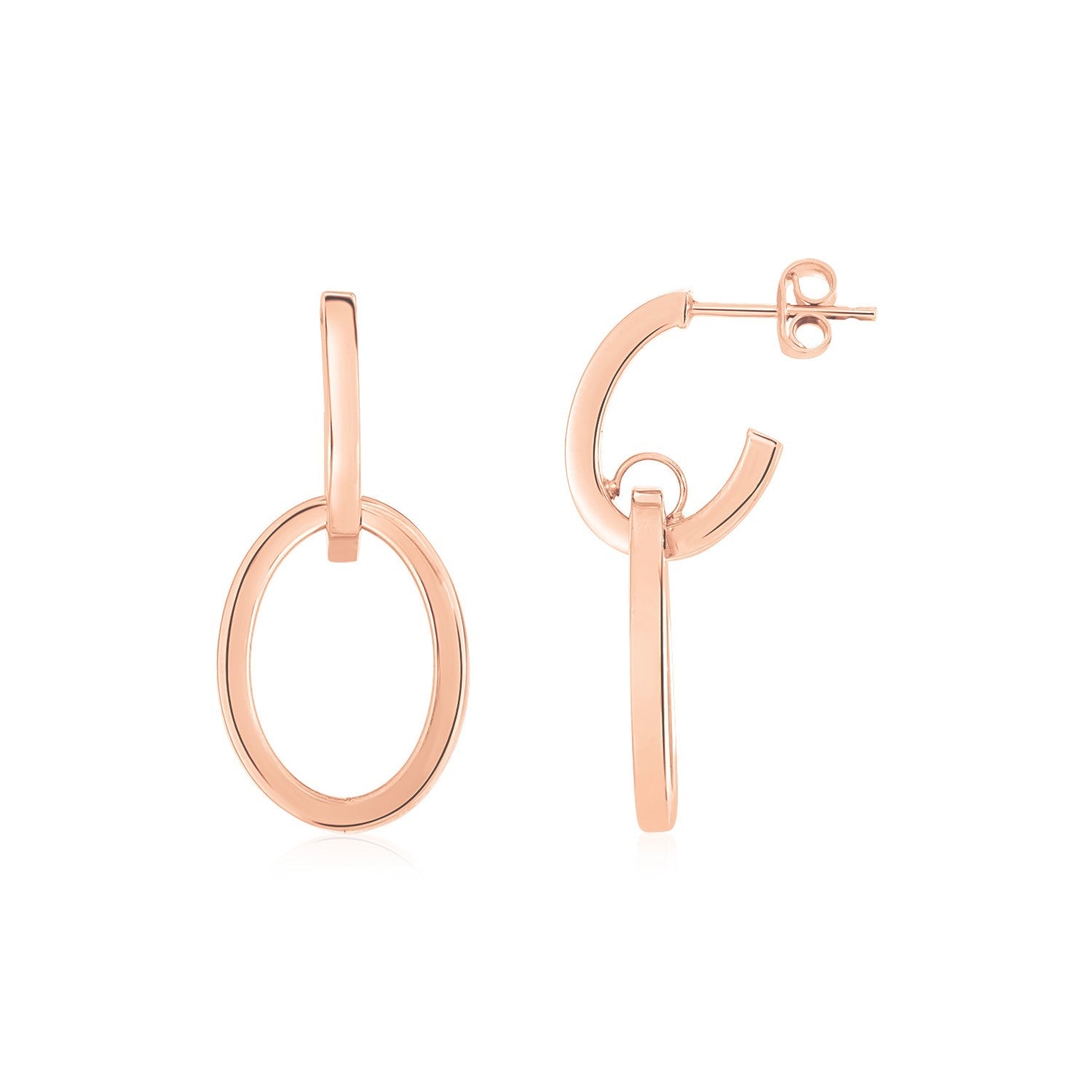 14K Rose Gold Interlocking Drop Hoop Earrings-0