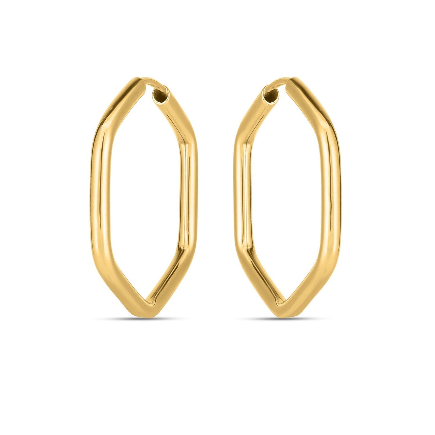 14k Yellow Gold Endless Hexagon Hoop Earrings-1