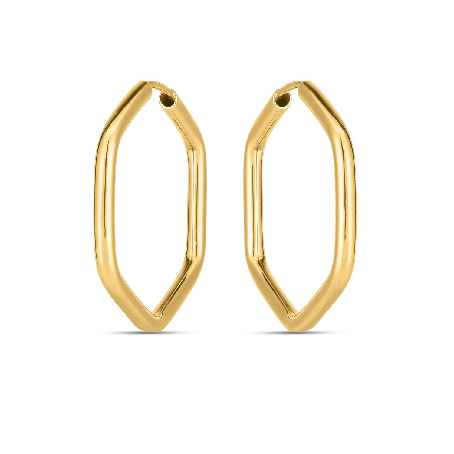14k Yellow Gold Endless Hexagon Hoop Earrings-1