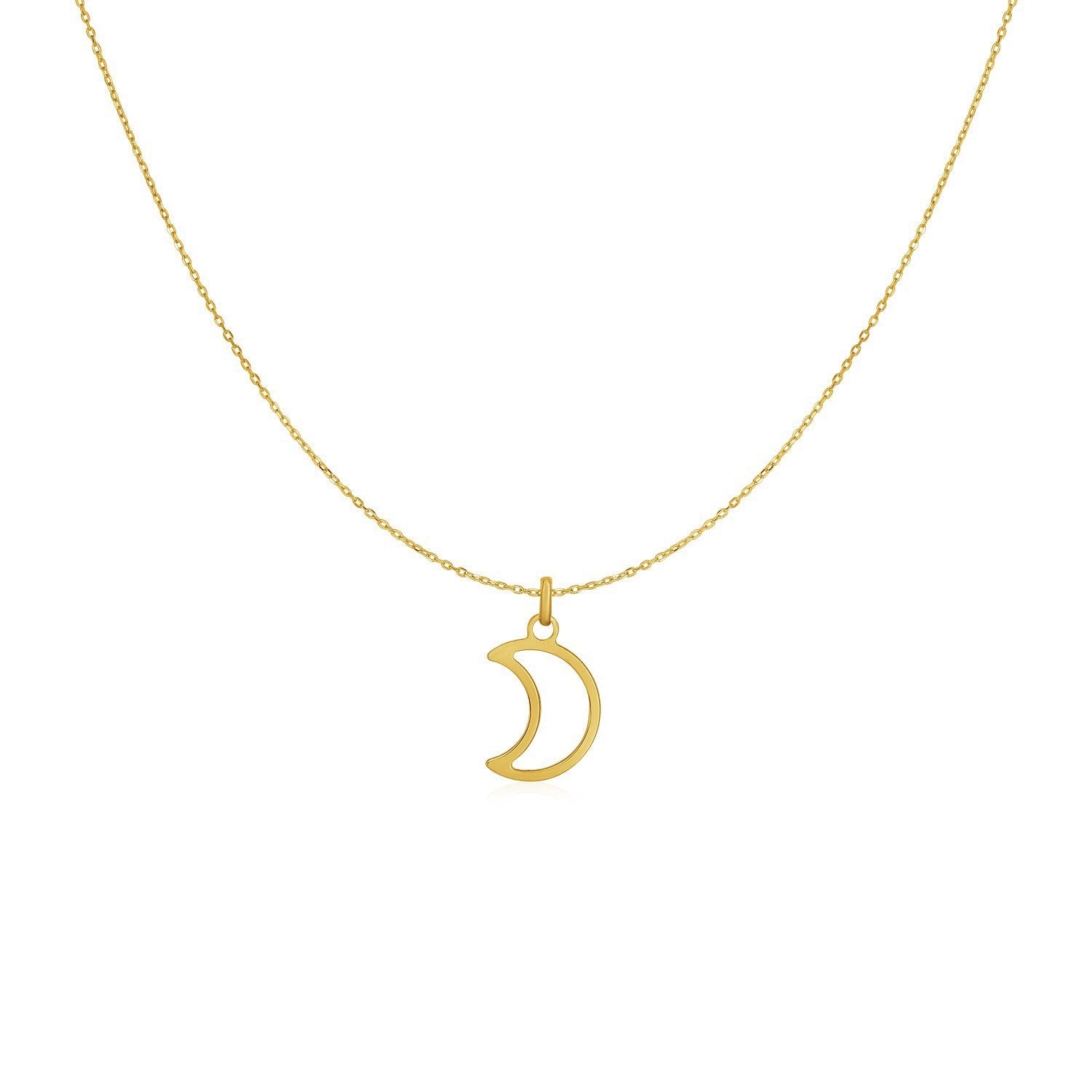 14k Yellow Gold Necklace with Moon-0