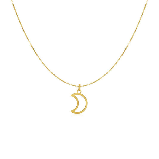 14k Yellow Gold Necklace with Moon-0