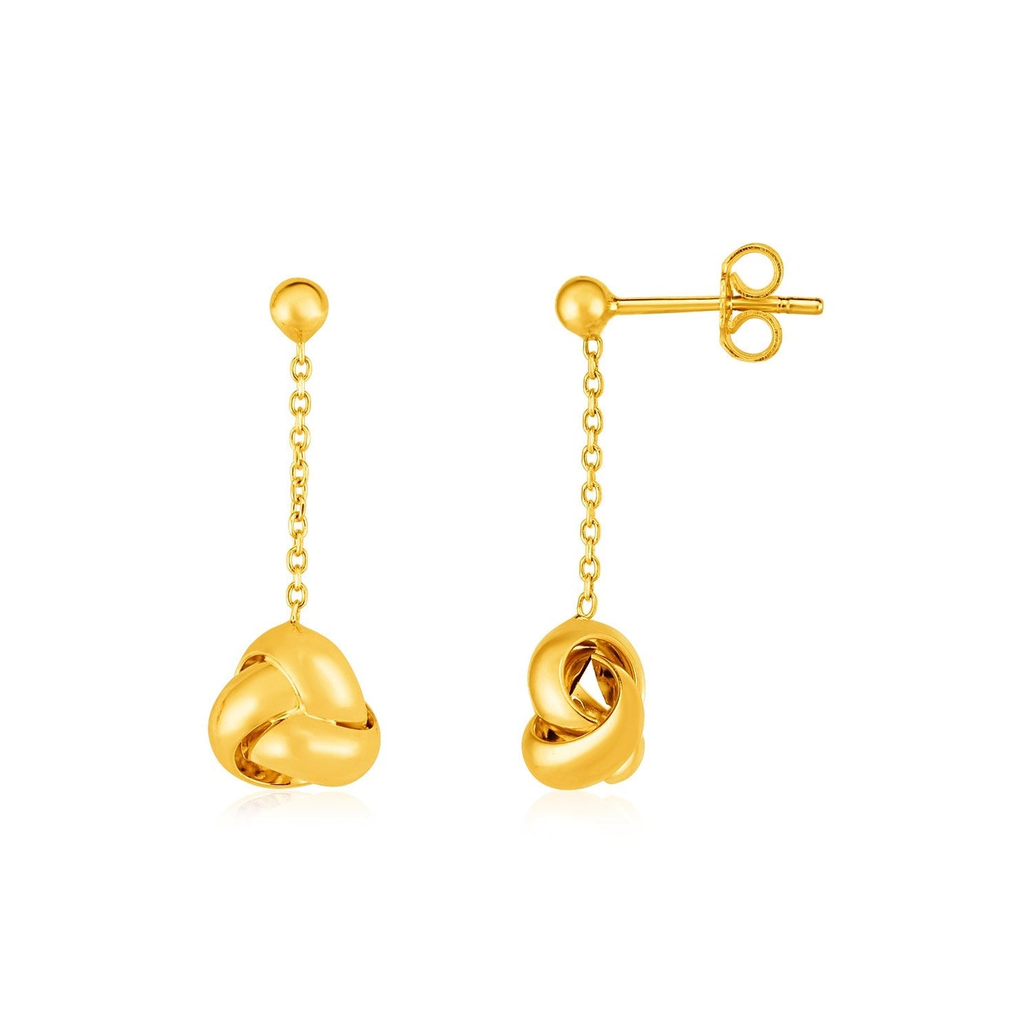 14k Yellow Gold Love Knot Drop Earrings-0