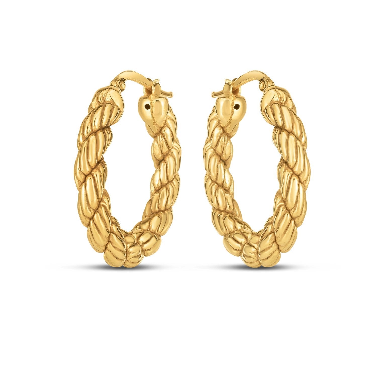 14k Yellow Gold Rope Hoop Earrings-1