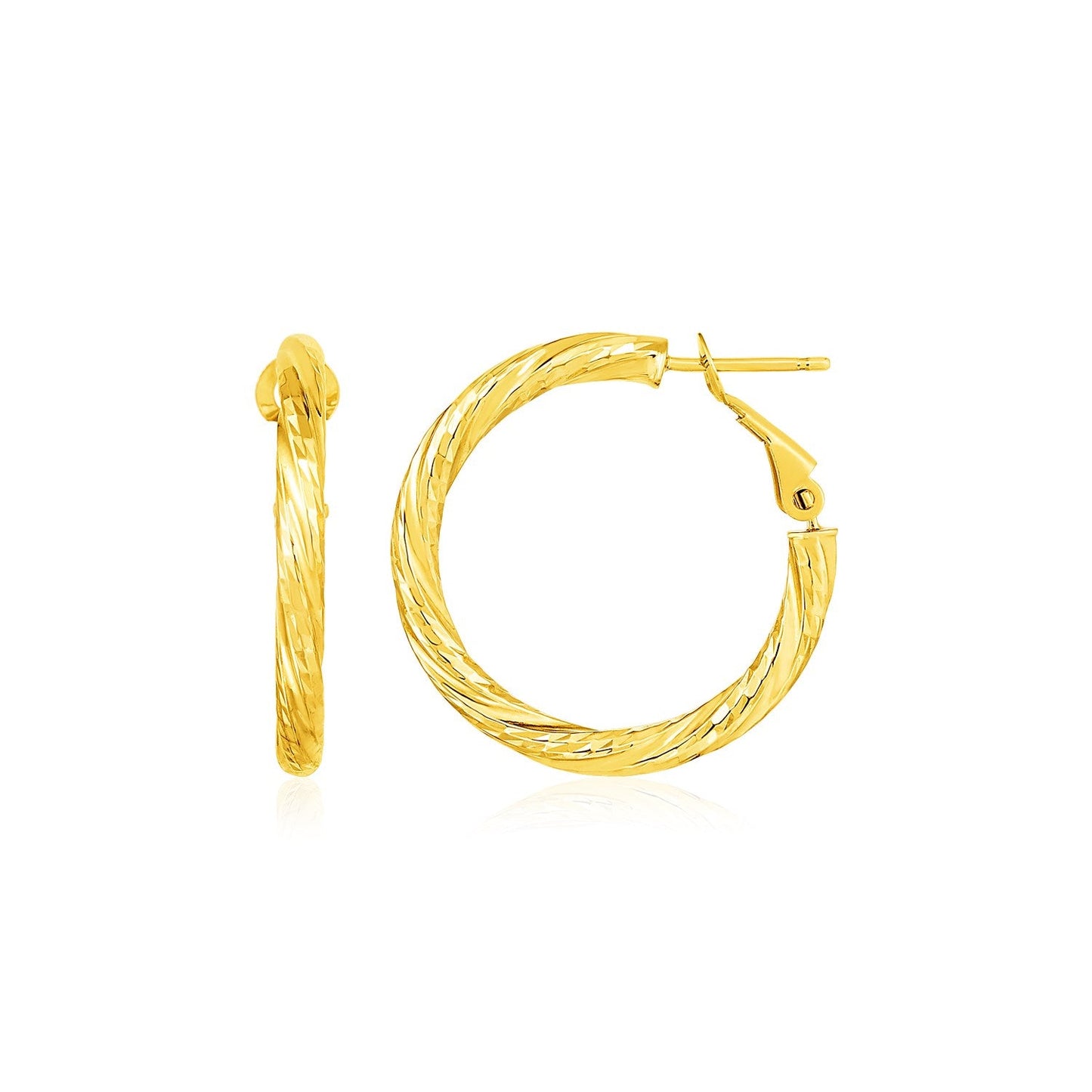 14k Yellow Gold Petite Twisted Round Hoop Earrings-0