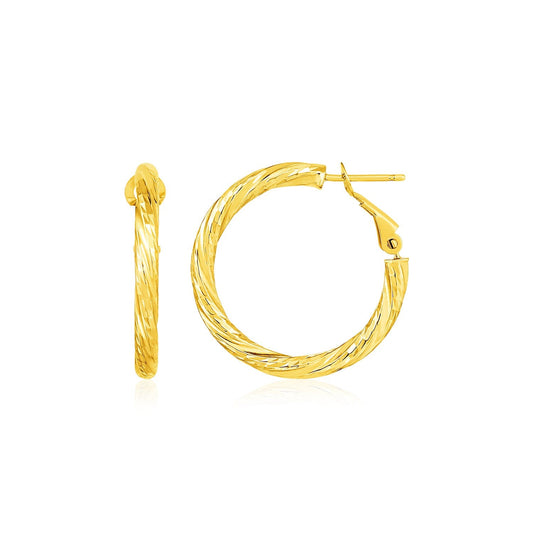 14k Yellow Gold Petite Twisted Round Hoop Earrings-0