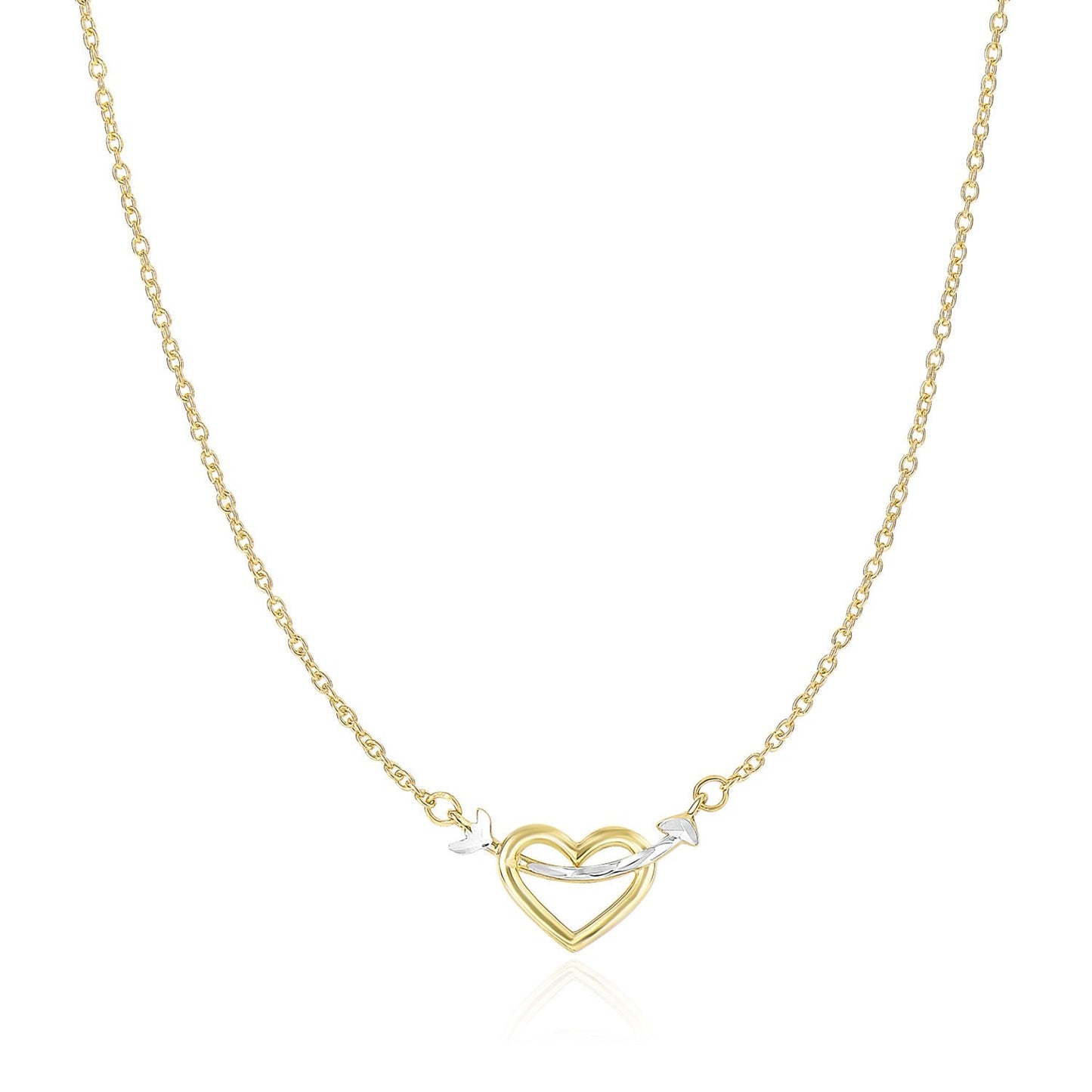 14k Two-Tone Gold Necklace with Interlaced Heart and Arrow Charm-0