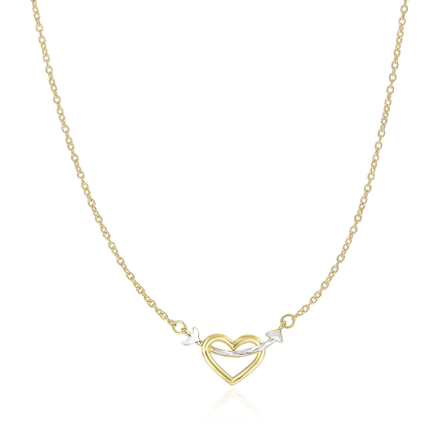 14k Two-Tone Gold Necklace with Interlaced Heart and Arrow Charm-0