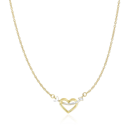 14k Two-Tone Gold Necklace with Interlaced Heart and Arrow Charm-0