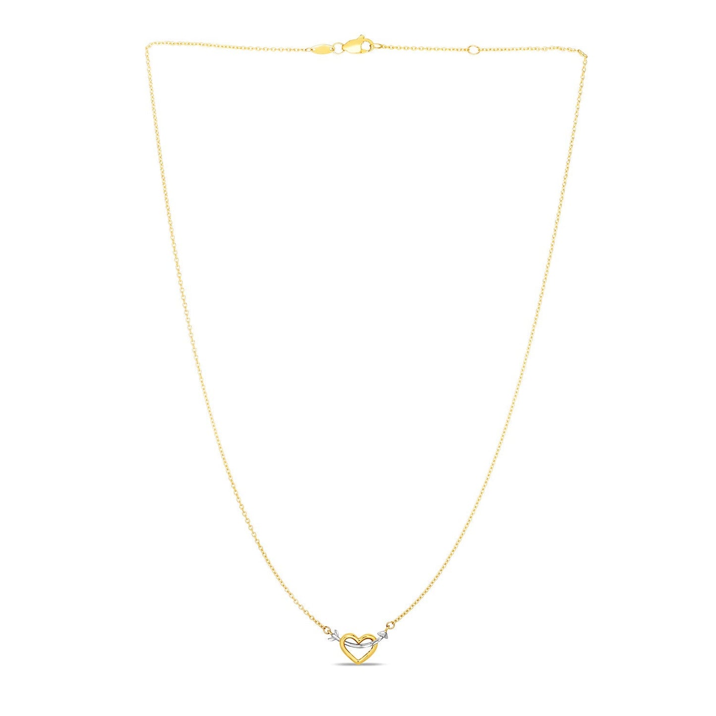 14k Two-Tone Gold Necklace with Interlaced Heart and Arrow Charm-1