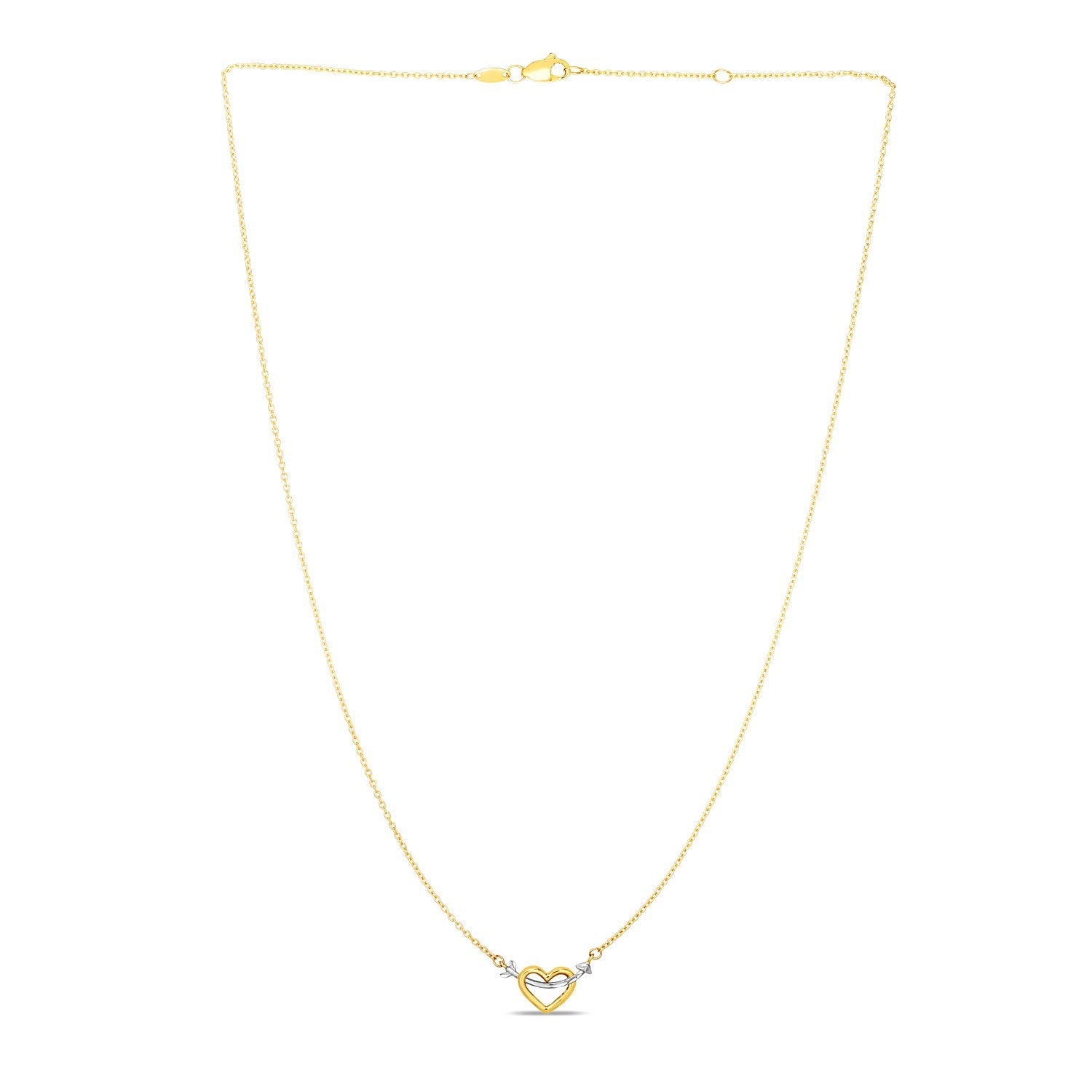 14k Two-Tone Gold Necklace with Interlaced Heart and Arrow Charm-1