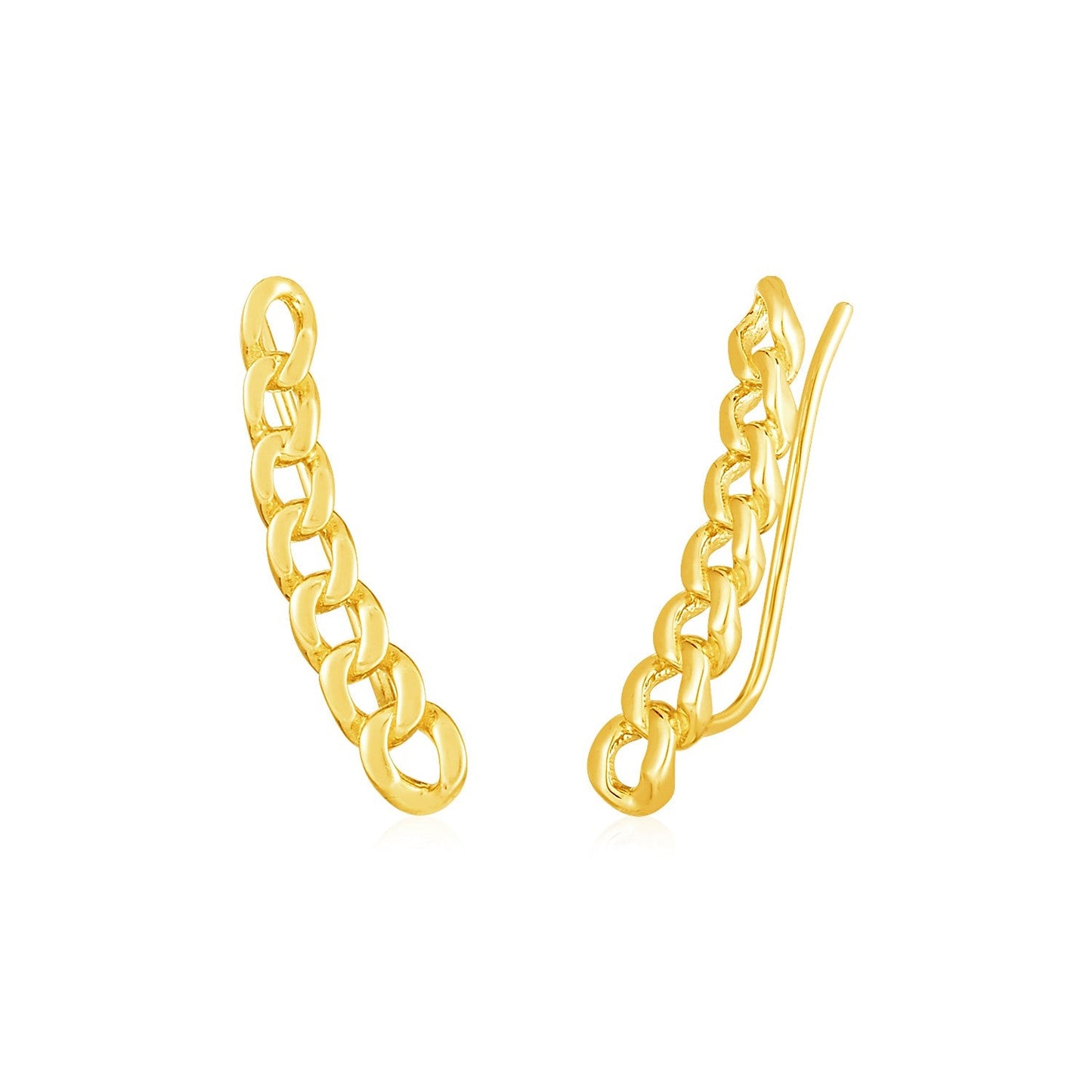 14k Yellow Gold Ear Climber Earring with Chain Links-0