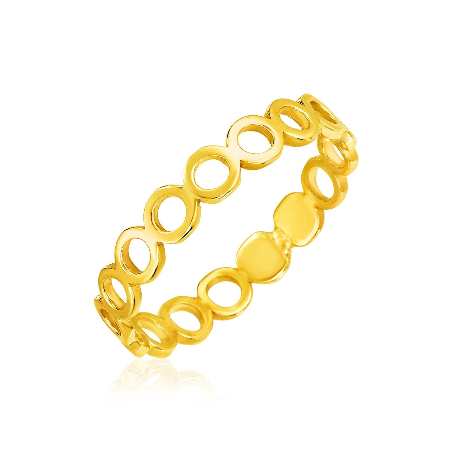 14k Yellow Gold Ring with Polished Open Circle Motifs-0