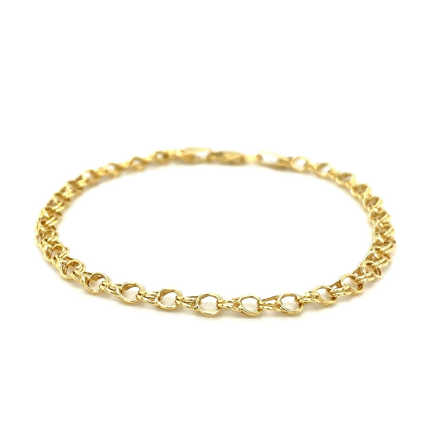 Round Link Charm Bracelet in 10k Yellow Gold-1