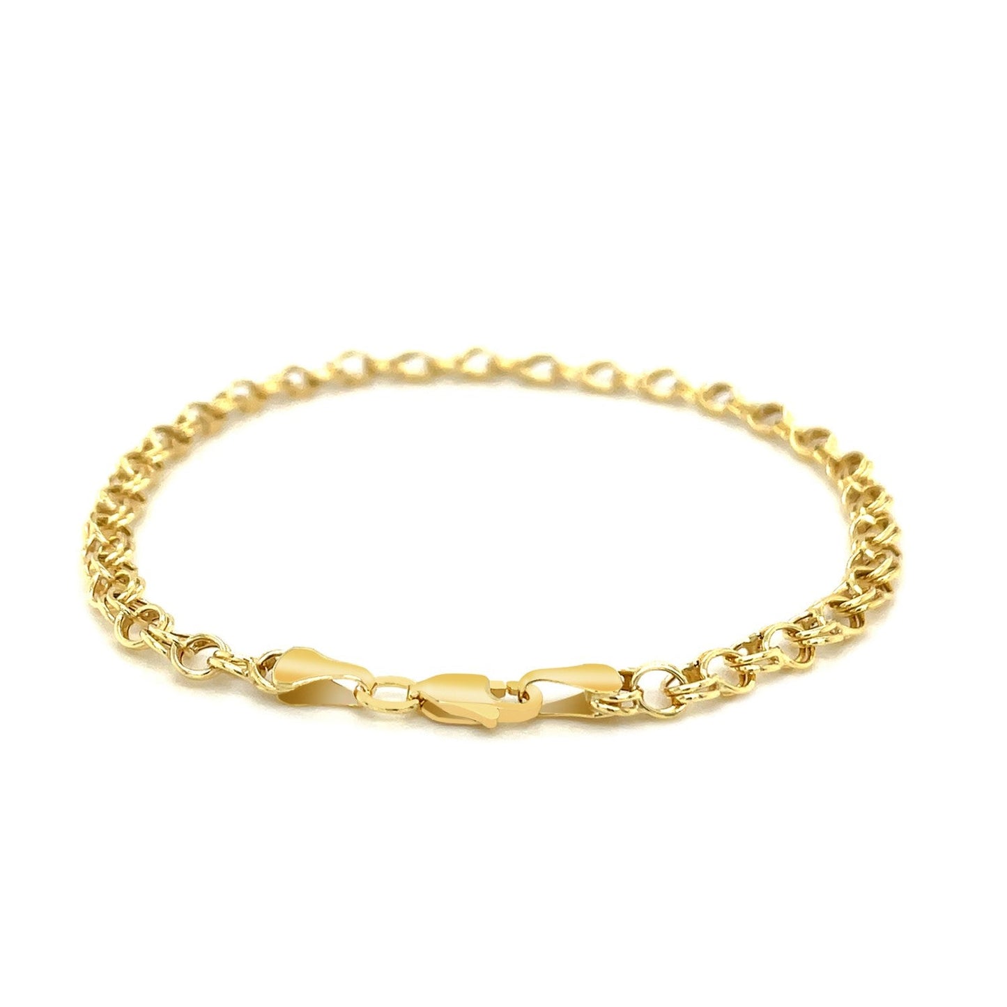 Round Link Charm Bracelet in 10k Yellow Gold-2