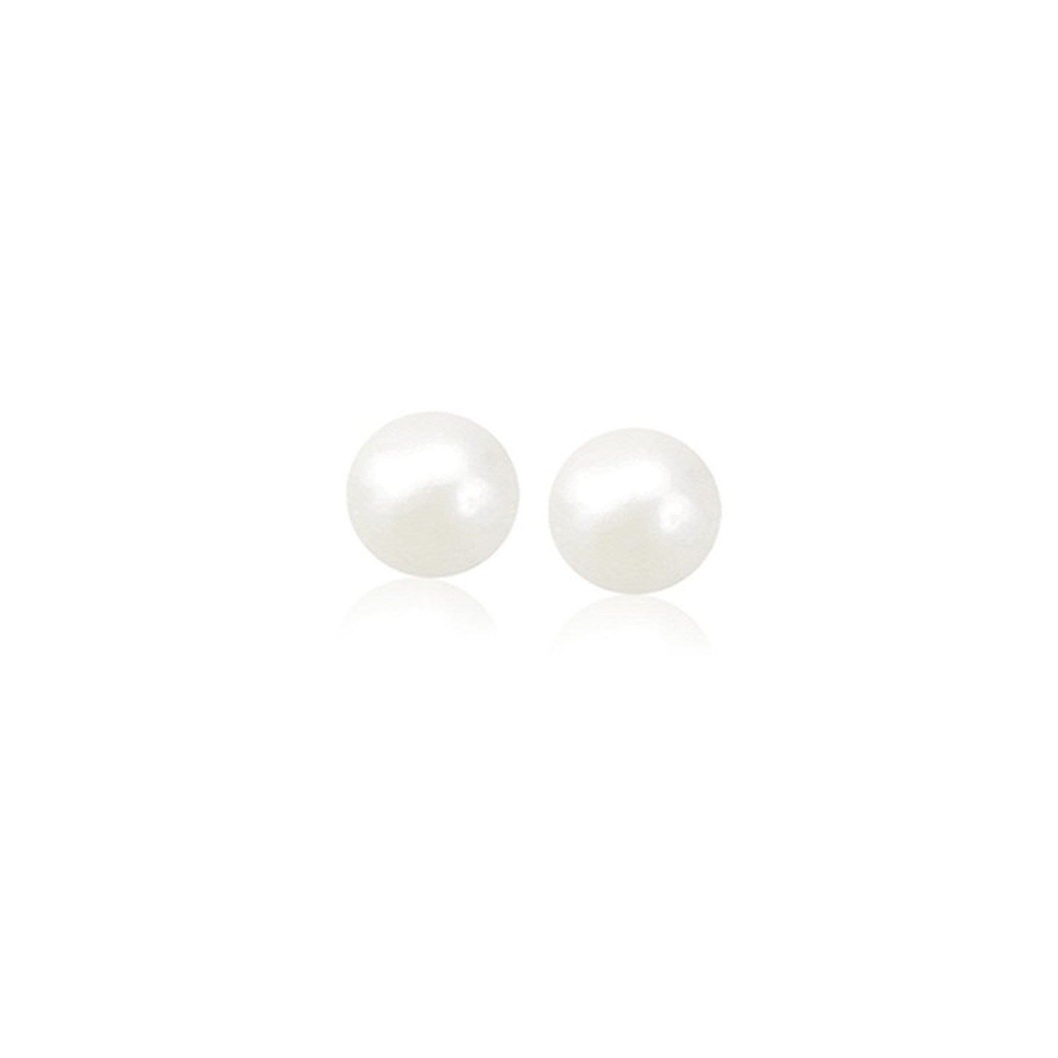 14k Yellow Gold Freshwater Cultured White Pearl Stud Earrings (4.0 mm)-0