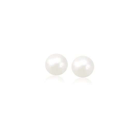 14k Yellow Gold Freshwater Cultured White Pearl Stud Earrings (4.0 mm)-0