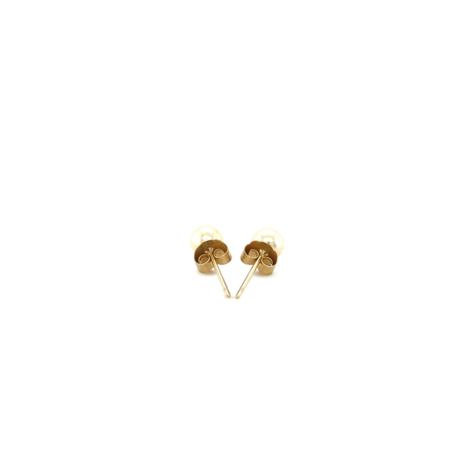 14k Yellow Gold Freshwater Cultured White Pearl Stud Earrings (4.0 mm)-2
