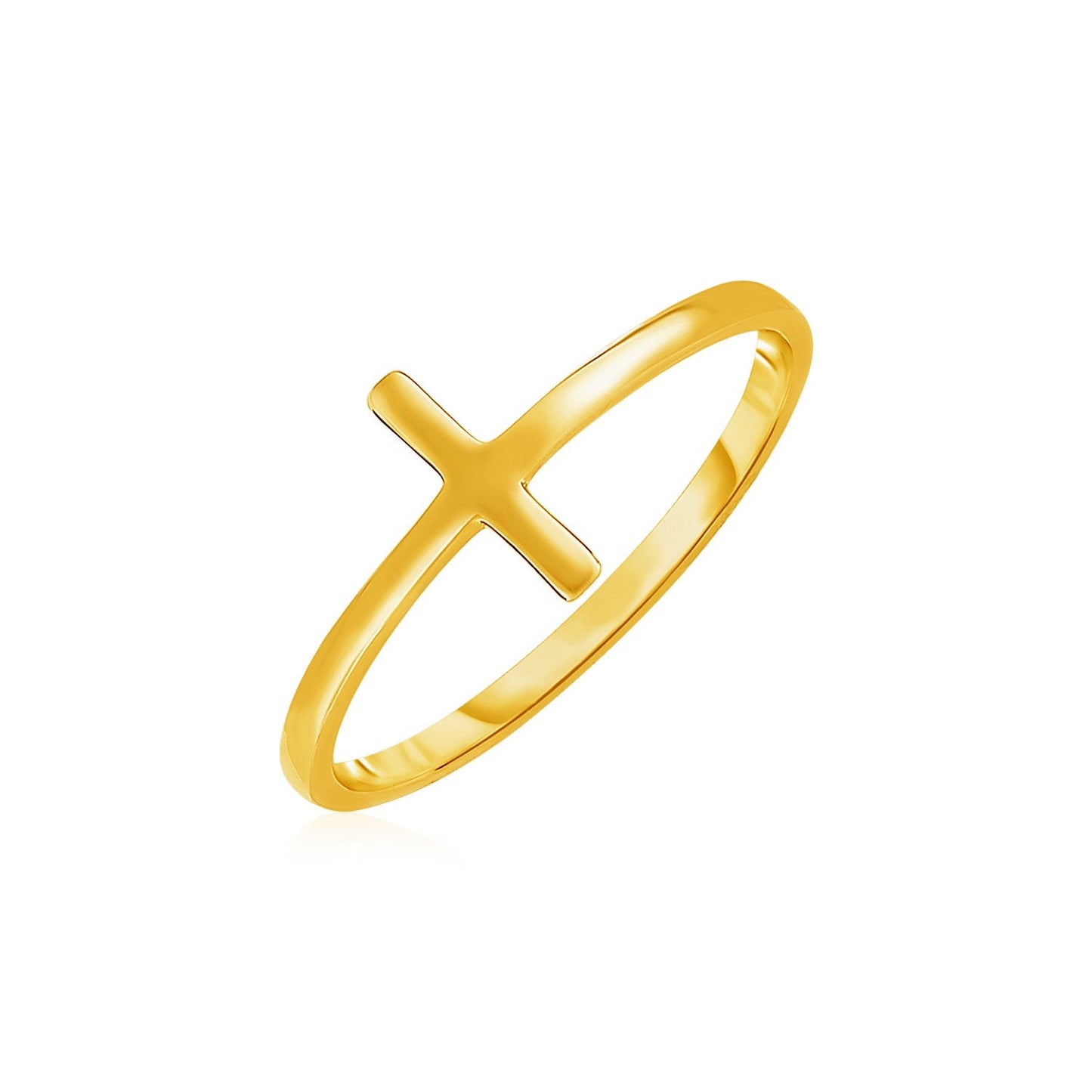14k Yellow Gold Cross Motif Ring-0