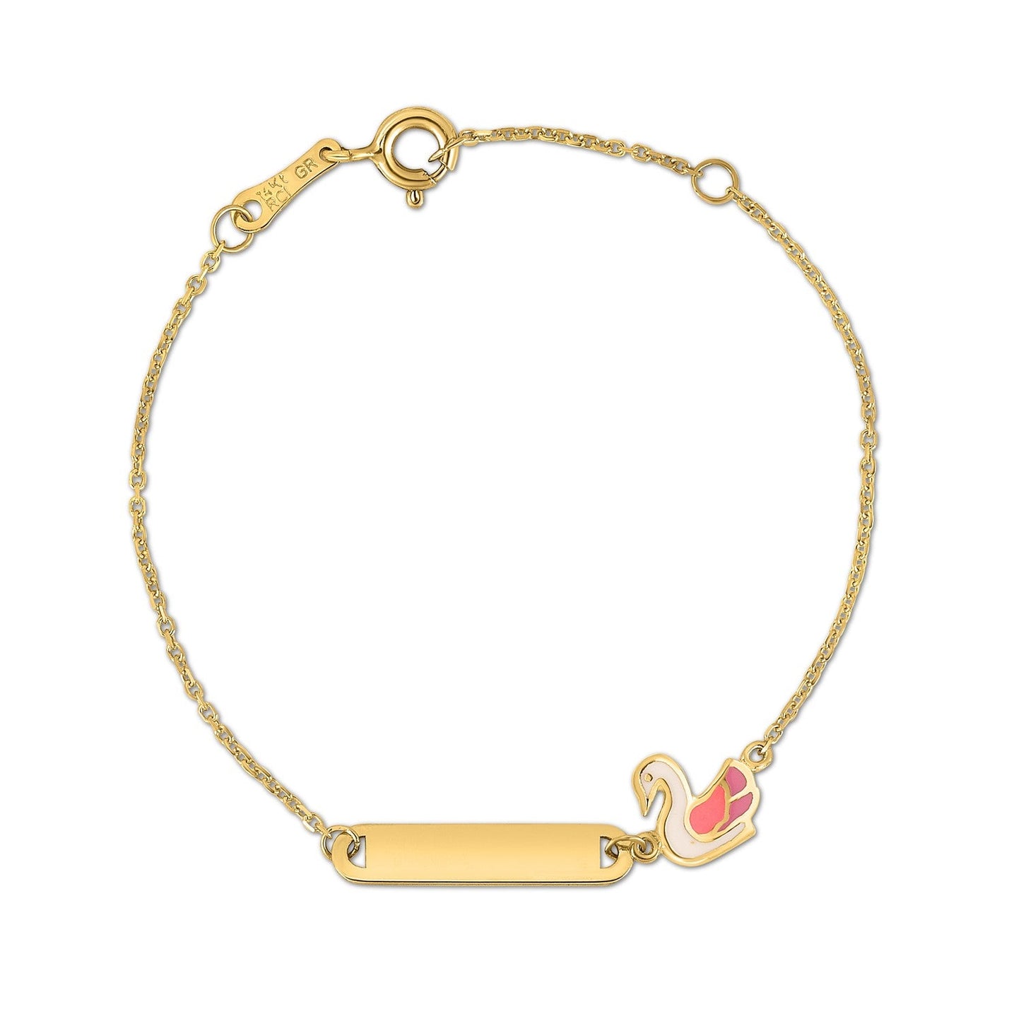 14k Yellow Gold Swan Childrens Bracelet-1
