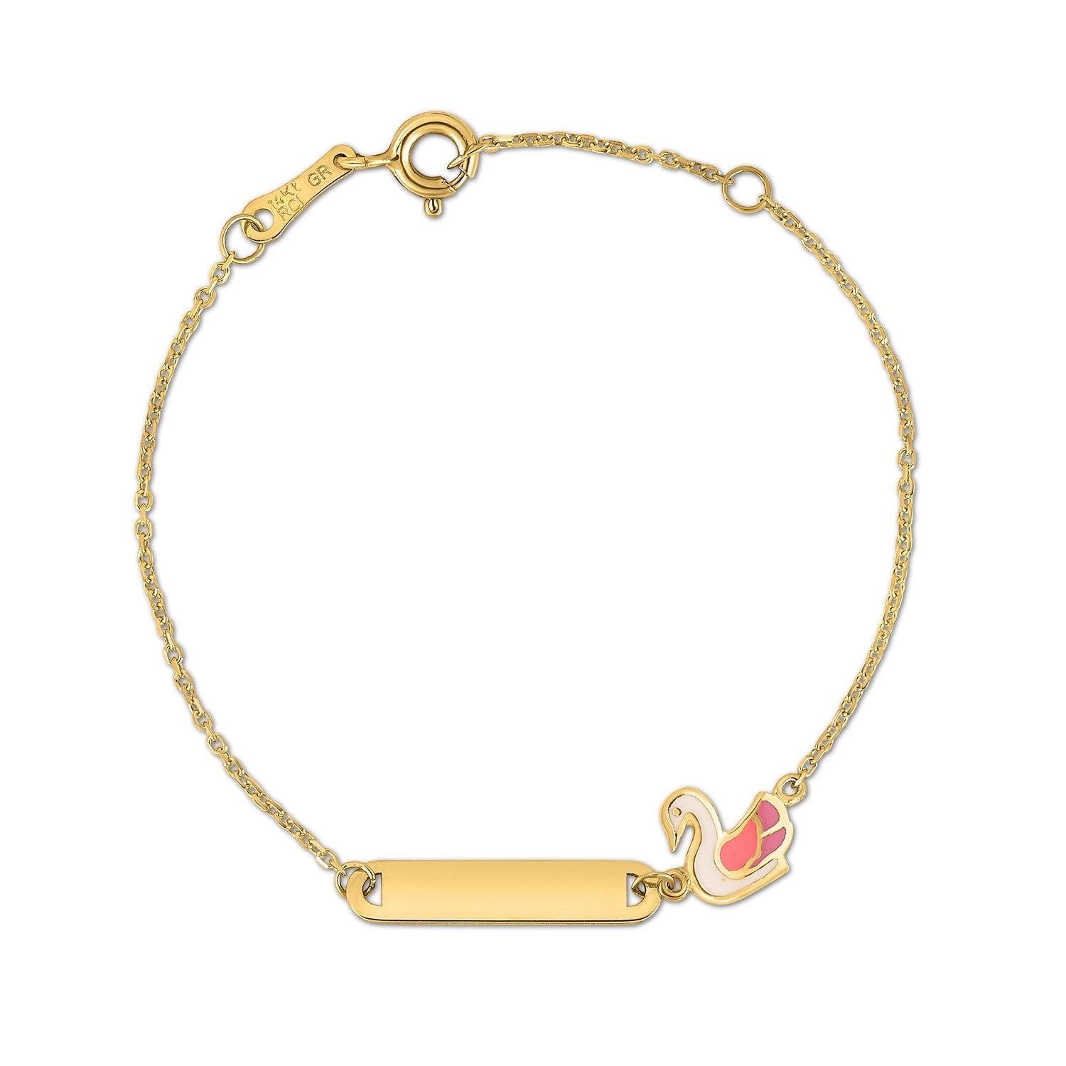 14k Yellow Gold Swan Childrens Bracelet-1