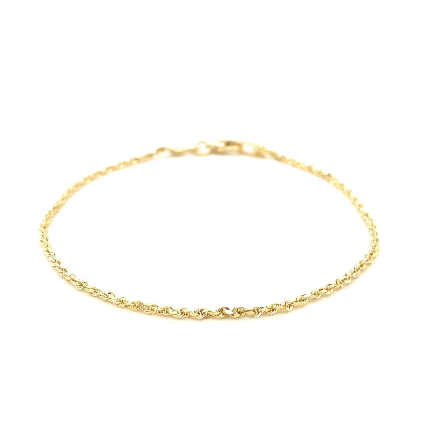 10k Yellow Gold Solid Diamond Cut Rope Bracelet 1.5mm-1