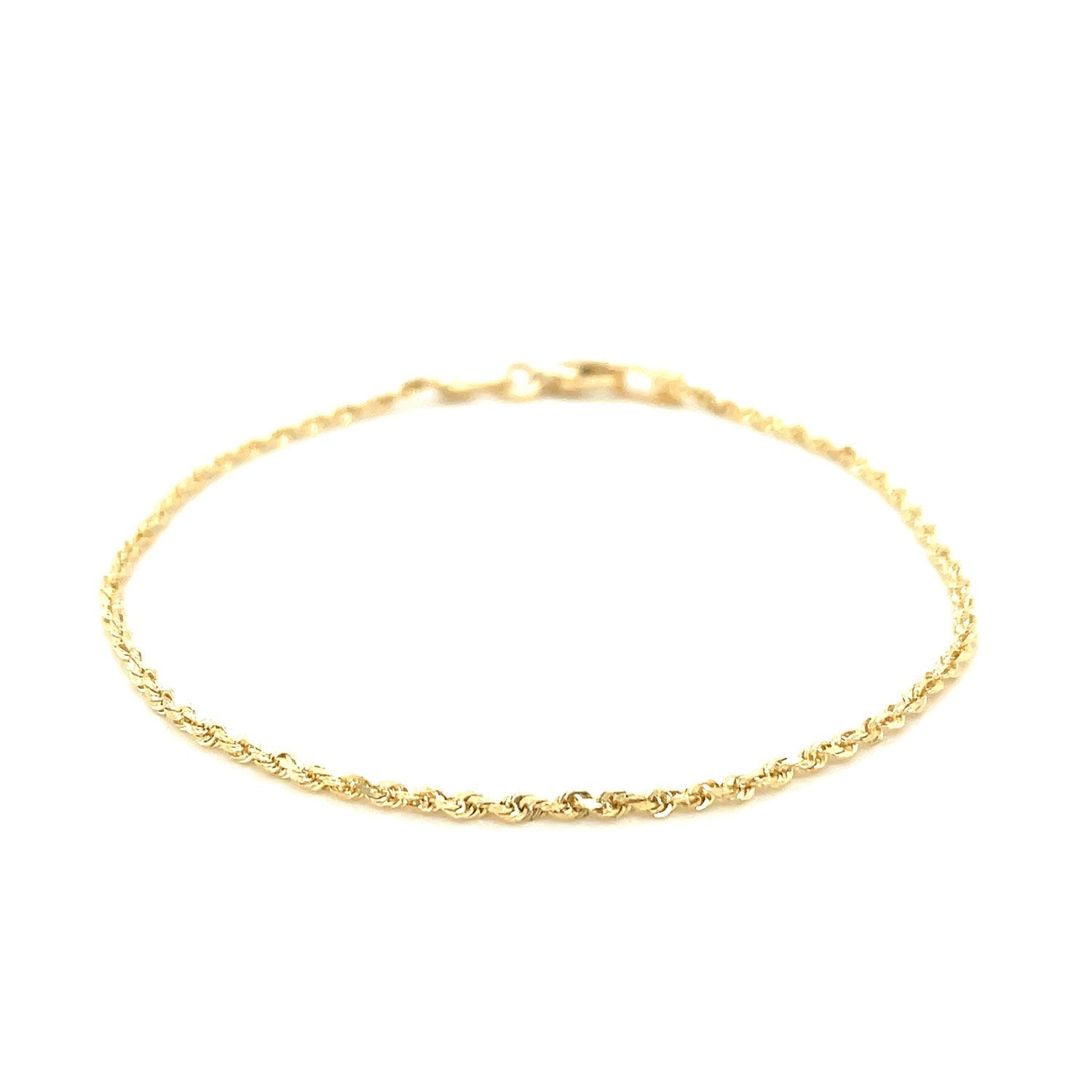 10k Yellow Gold Solid Diamond Cut Rope Bracelet 1.5mm-1