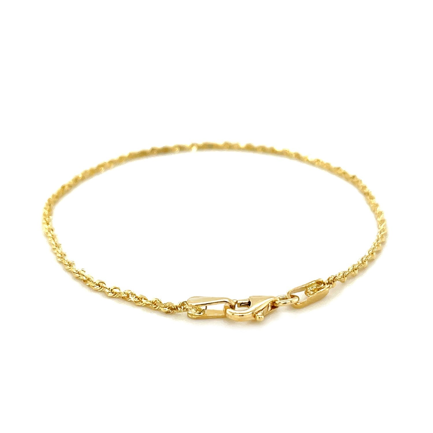 10k Yellow Gold Solid Diamond Cut Rope Bracelet 1.5mm-2