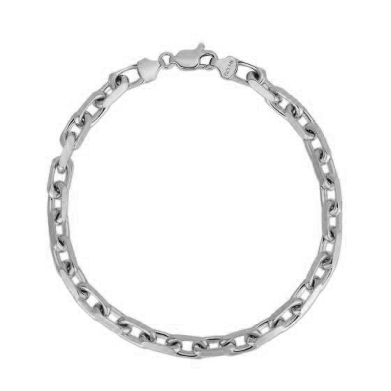 4.8mm 14k White Gold French Cable Chain Bracelet-1