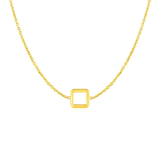 14k Yellow Gold Necklace with Petite Open Square Pendant-0