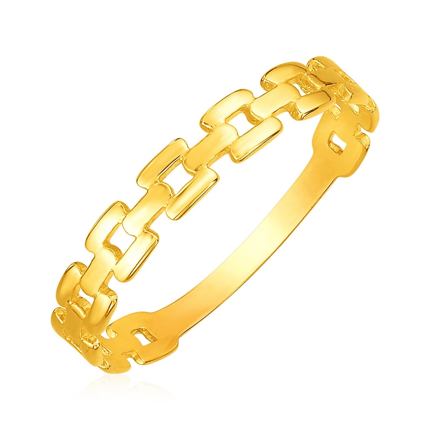 14k Yellow Gold Chain Link Ring-0
