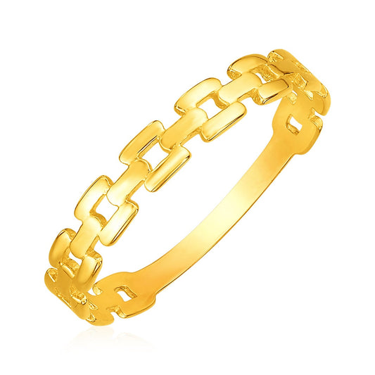 14k Yellow Gold Chain Link Ring-0