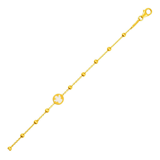 14k Yellow Gold Childrens Bracelet with Angel and Beads-0