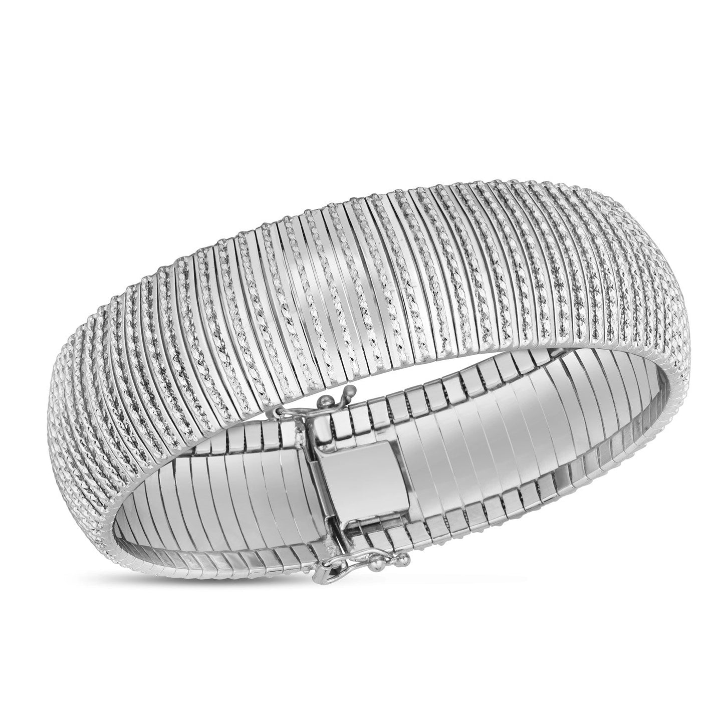 14k White Gold Bold Diamante Flex Bracelet-1