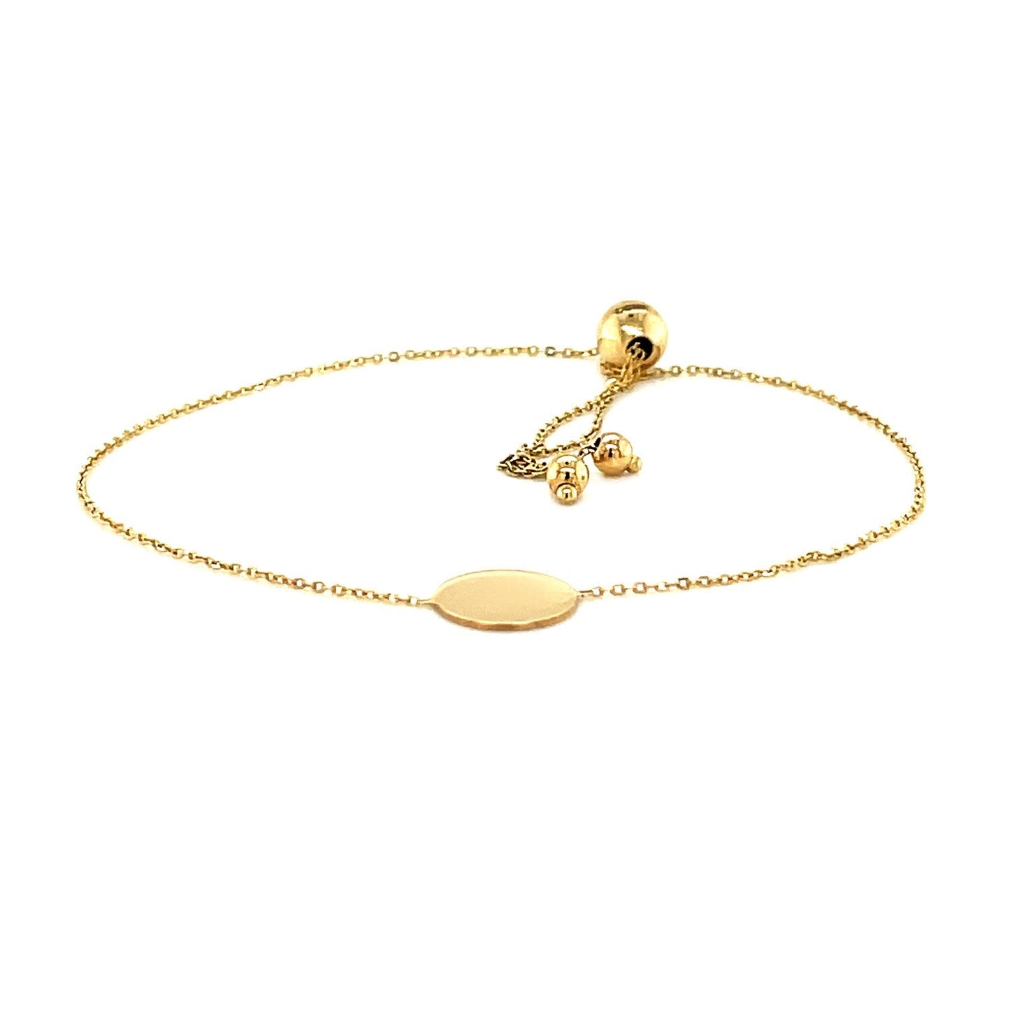 Adjustable Bracelet with Shiny Circle in 14k Yellow Gold-1