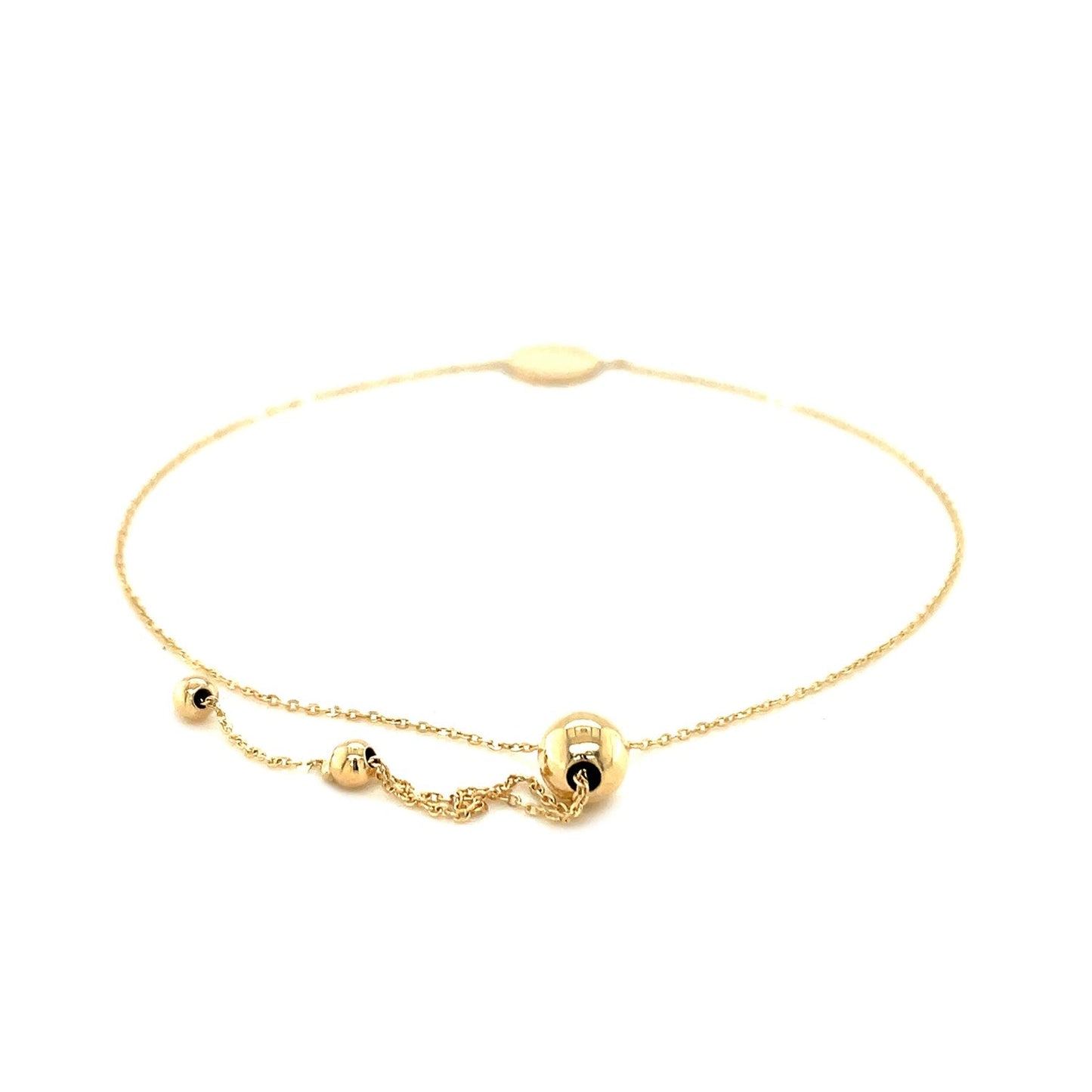 Adjustable Bracelet with Shiny Circle in 14k Yellow Gold-2