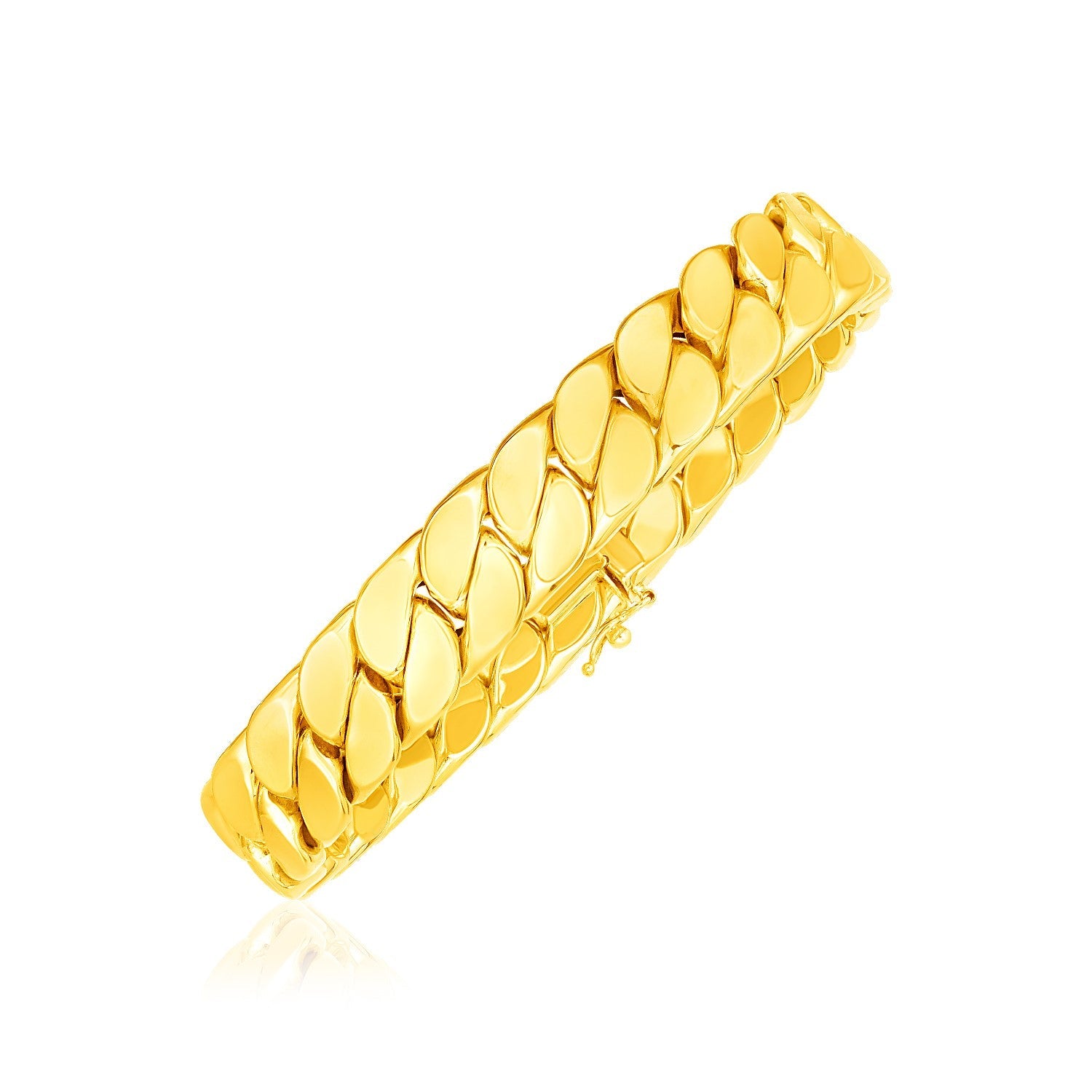 14k Yellow Gold 8 1/4 inch Mens Wide Curb Chain Bracelet-0