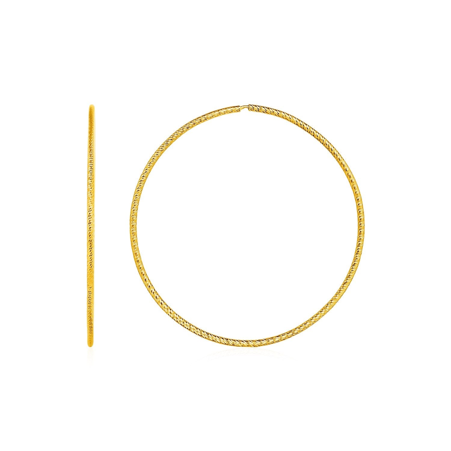 Textured Endless Hoop Earrings in 14k Yellow Gold-0