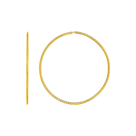 Textured Endless Hoop Earrings in 14k Yellow Gold-0