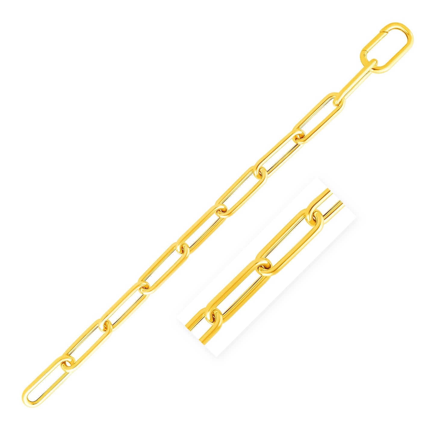14k Yellow Gold Lite Round Wire Paperclip Bracelet (8.5mm)-0