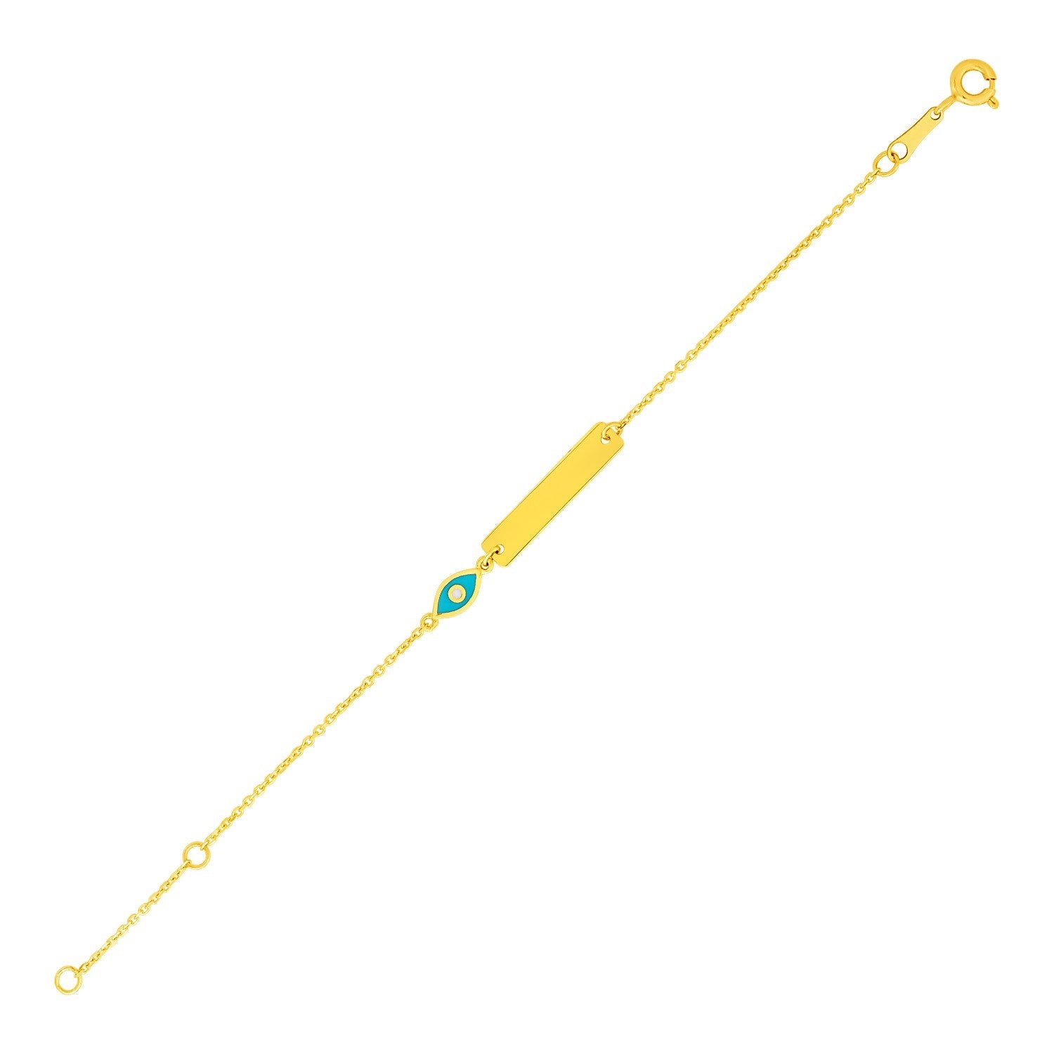 14k Yellow Gold 5 1/2 inch Childrens ID Bracelet with Enameled Eye-0