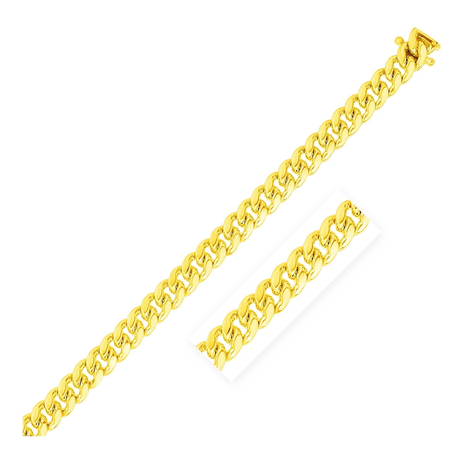 7.0mm 14k Yellow Gold Classic Miami Cuban Solid Bracelet-0